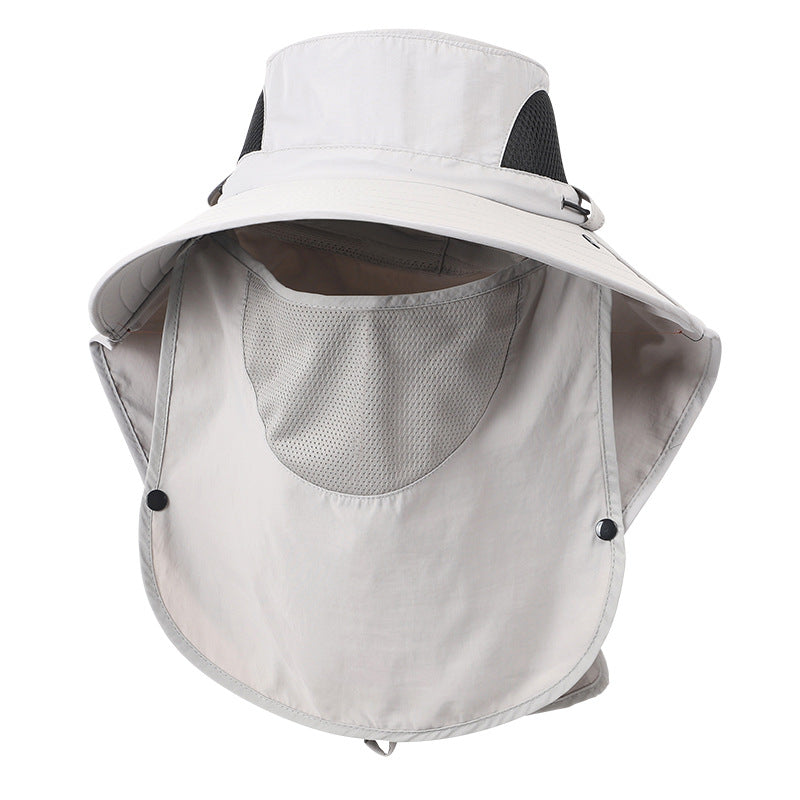 Grey Outdoor Sun Hat with Face & Neck Protection, Quick-Dry, Breathable UV Protection Cap for Men and Women - Adjustable, Dust & Insect Repellent Hiking Hat