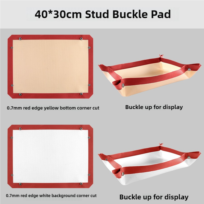2-piece set (Red Edge Yellow Background + Red Edge White Background) Non-stick Silicone Baking Mat for Oven & Microwave 