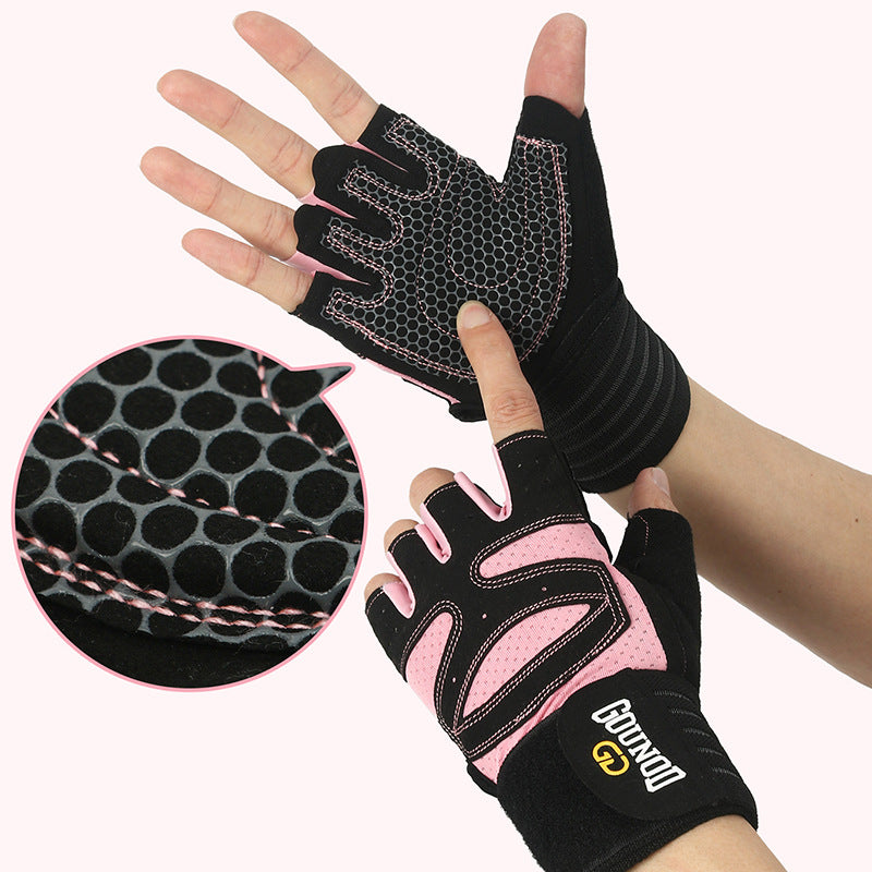 Size S Black And Pink Breathable Anti-Slip Gym Gloves for Workout and Weightlifting - Durable, Adjustable Fitness Gloves