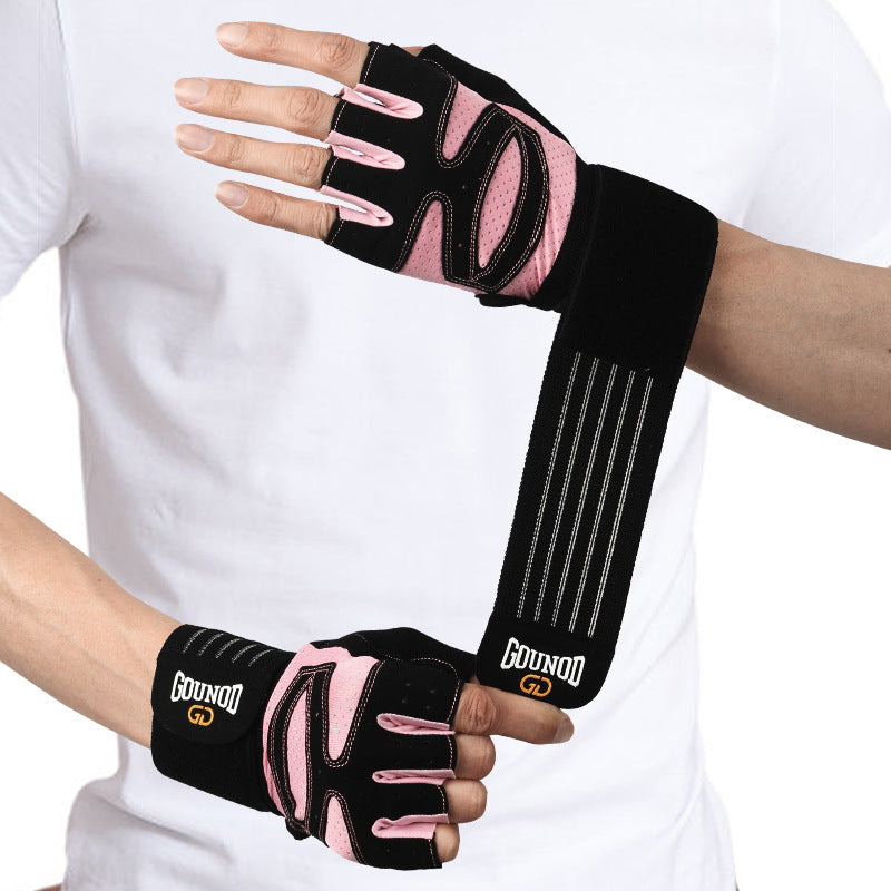 Size M Black And Pink Breathable Anti-Slip Gym Gloves for Workout and Weightlifting - Durable, Adjustable Fitness Gloves