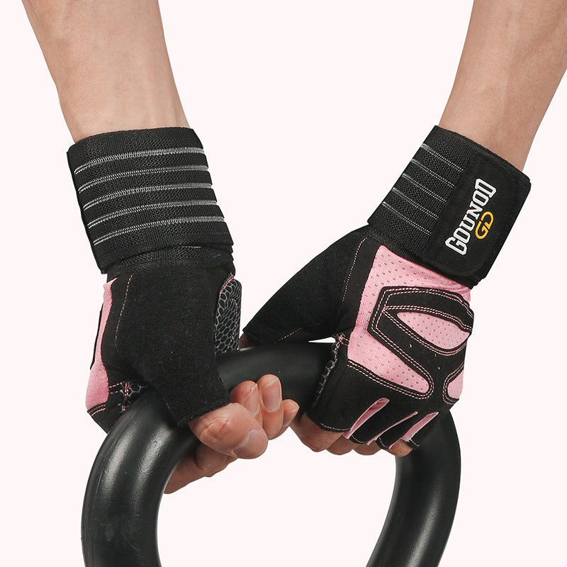 Size L Black And Pink Breathable Anti-Slip Gym Gloves for Workout and Weightlifting - Durable, Adjustable Fitness Gloves