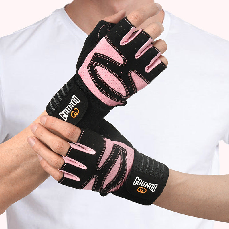 Size XL Black And Pink Breathable Anti-Slip Gym Gloves for Workout and Weightlifting - Durable, Adjustable Fitness Glove