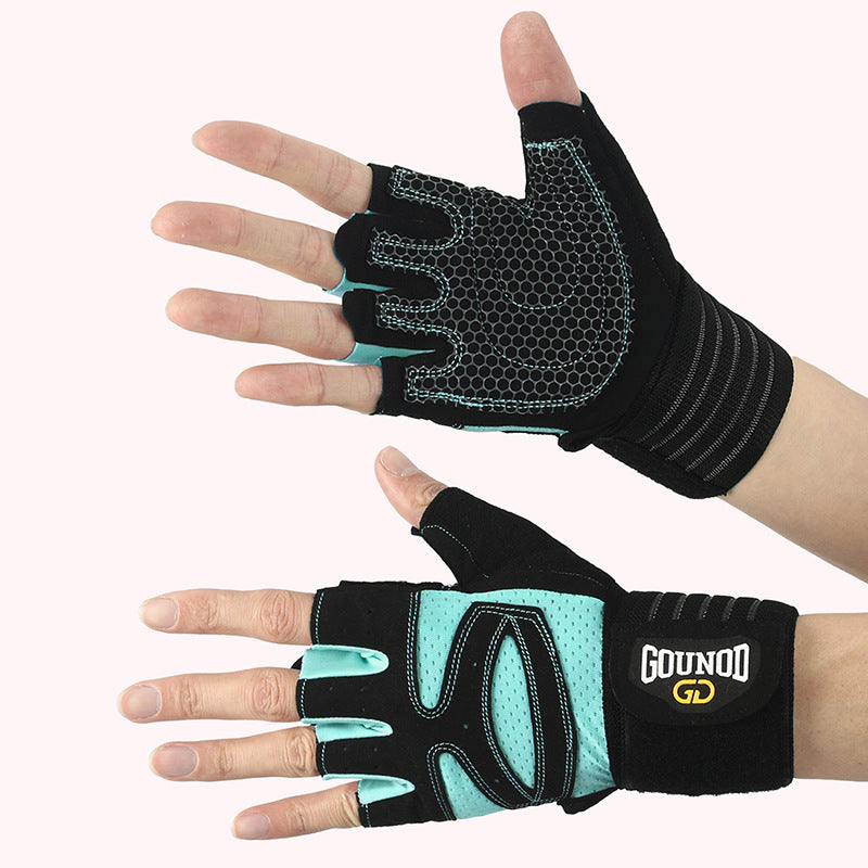Size L Black And Blue Breathable Anti-Slip Gym Gloves for Workout and Weightlifting - Durable, Adjustable Fitness Gloves