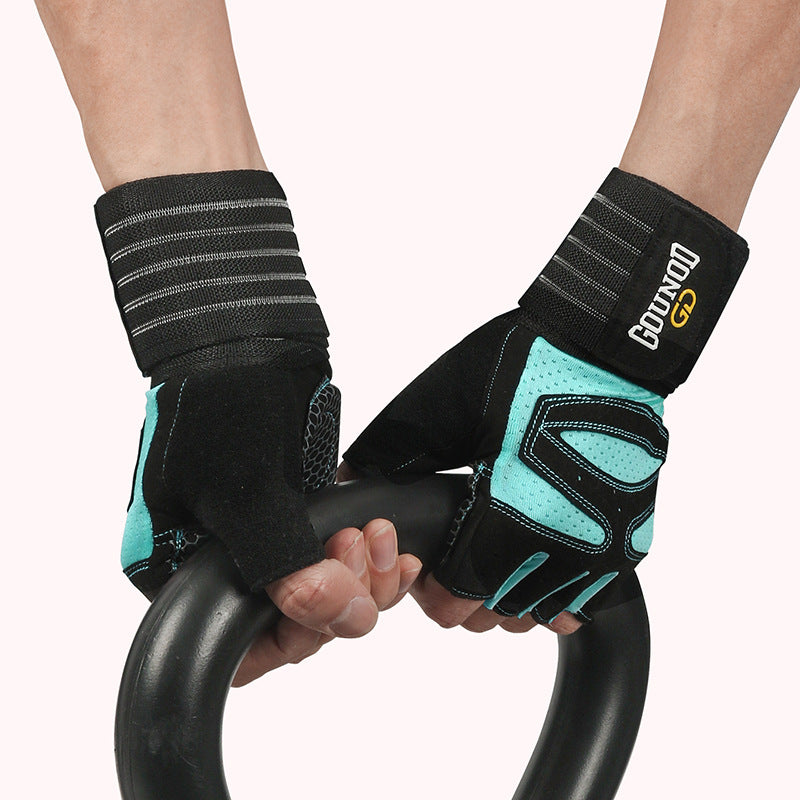 Size XL Black And Blue Breathable Anti-Slip Gym Gloves for Workout and Weightlifting - Durable, Adjustable Fitness Glove
