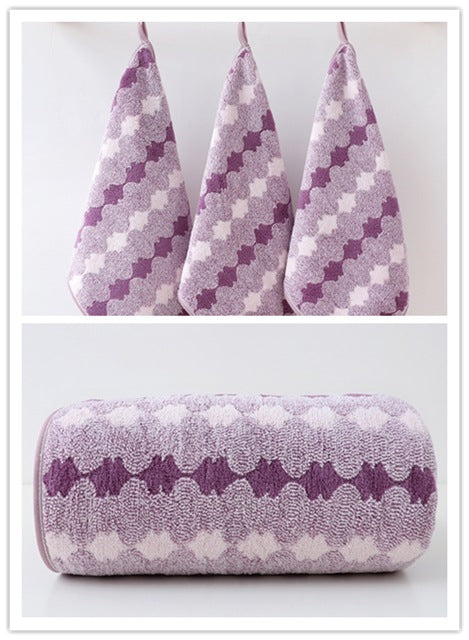 Purple Premium Coral Fleece Towel Set - 1 Bath Towel (88x170cm) + 3 Hand Towels (35x35cm) - Soft, Absorbent, and Quick-D