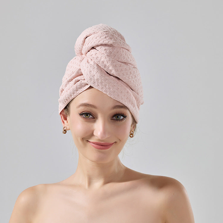 2 Pcs Pink Super Absorbent Waffle Weave Hair Towel, Multi-Functional Quick Drying Turban for Women, Soft & Fast Drying H