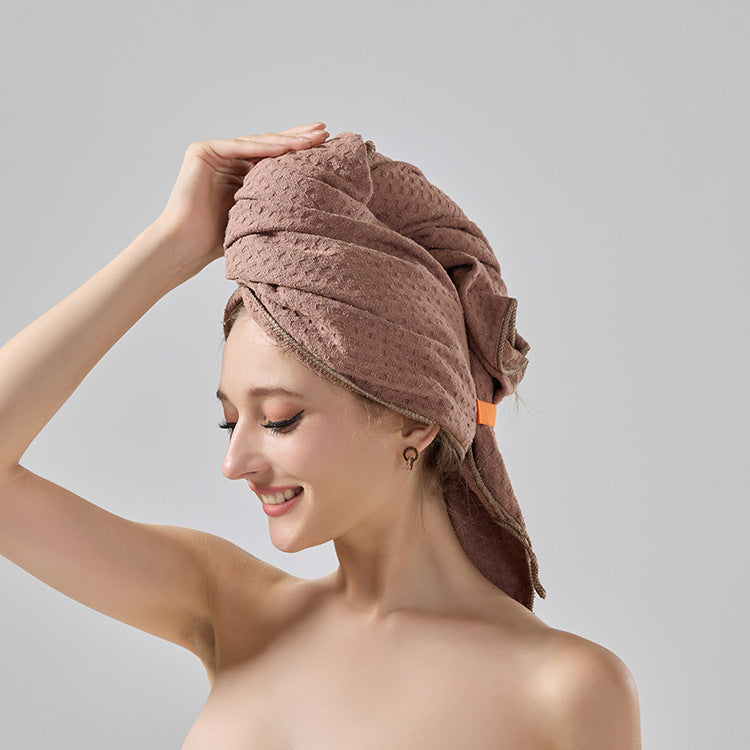 2 Pcs Coffee Super Absorbent Waffle Weave Hair Towel, Multi-Functional Quick Drying Turban for Women, Soft & Fast Drying