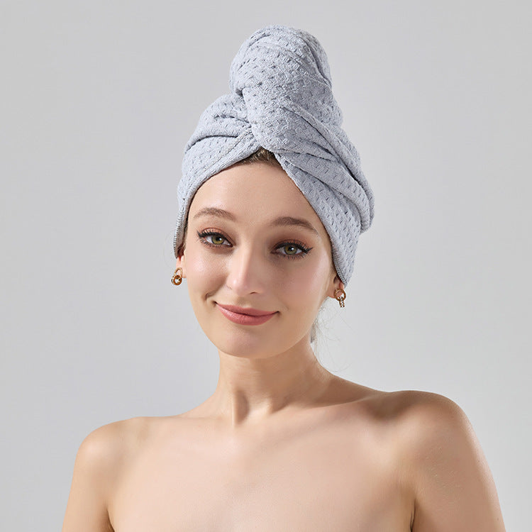 2 Pcs Grey Super Absorbent Waffle Weave Hair Towel, Multi-Functional Quick Drying Turban for Women, Soft & Fast Drying H