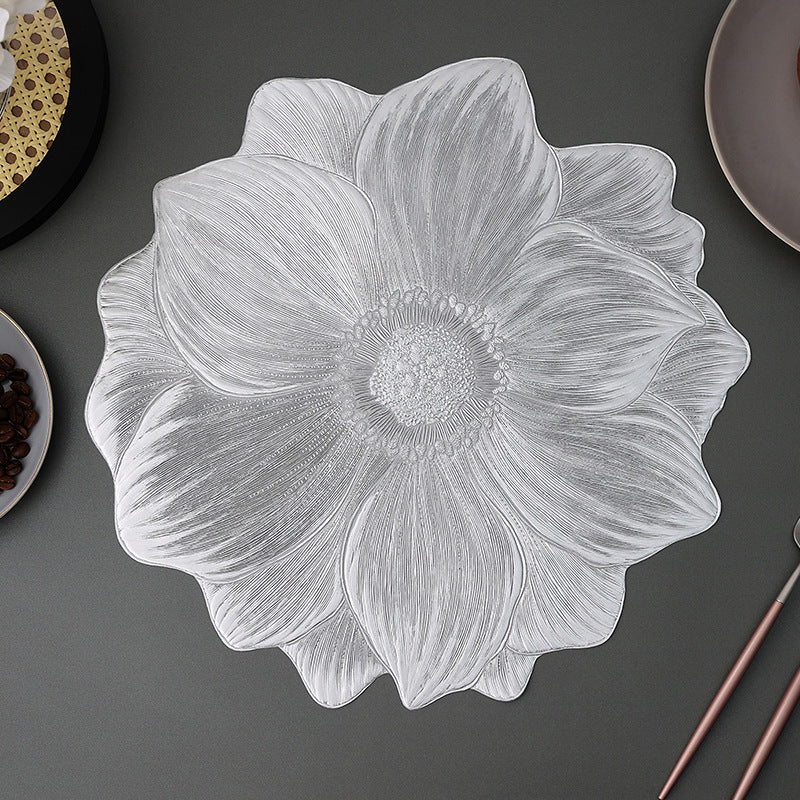 Silver PVC Gold Foil Bottom Heat-Resistant Table Mats, Set of 8, Non-Slip, Waterproof Dining Placemats for Western Cuisi