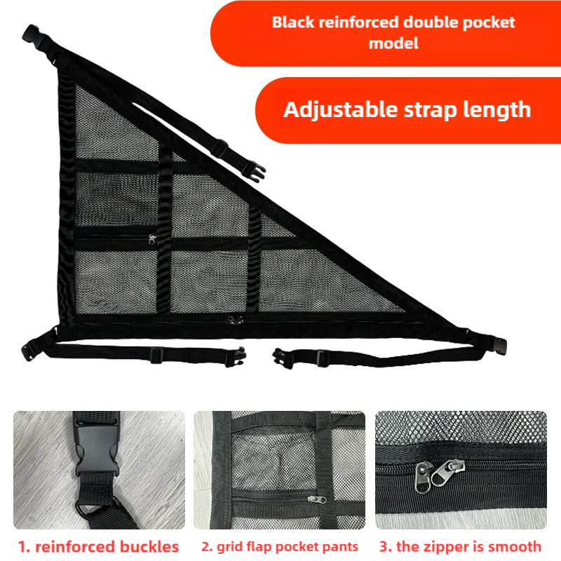 Black Car Roof Triangular Storage Net â€“ Adjustable Ceiling Organizer for Vehicles