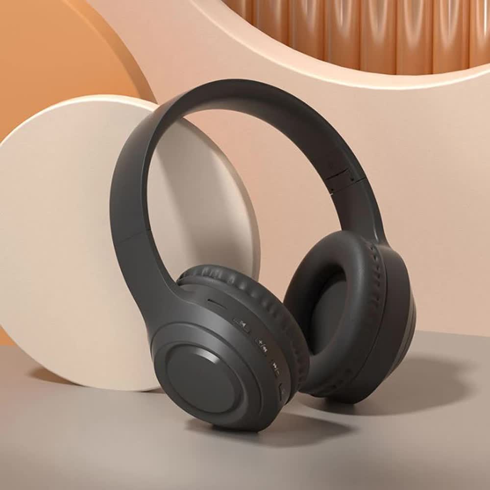 Black Wireless Headphones â€“ 400mAh, 16H Playtime, SD Card & Aux Support