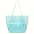 Blue Breathable Mesh Beach Tote Bag - Large Capacity Sand-Free Bag with Zipper Pocket & Multi-Purpose Storage