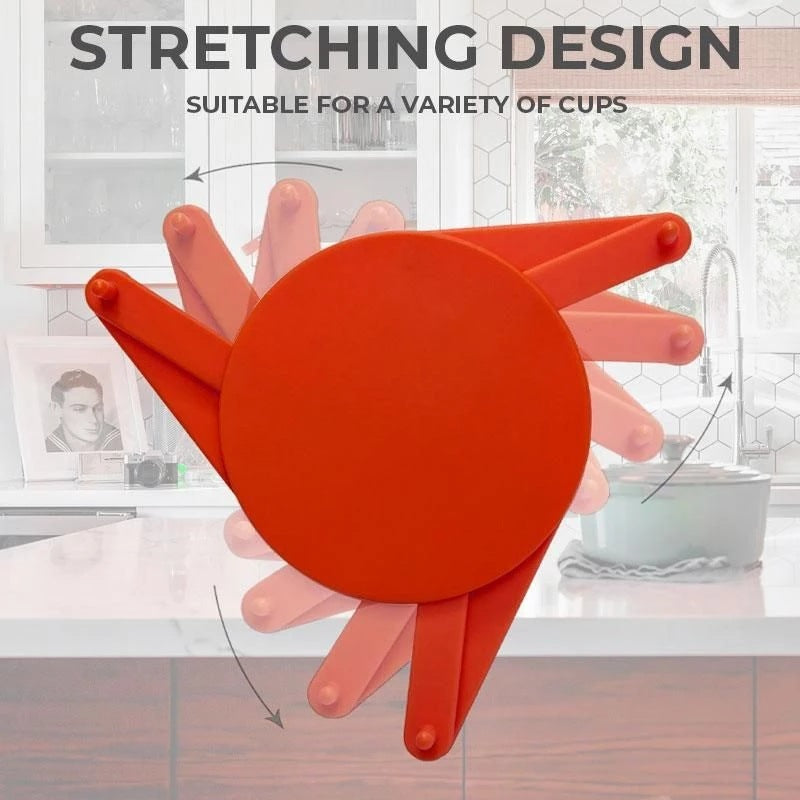 3 Pcs Orange Adjustable Cup Holder for Mugs, Glasses, and Cups â€“ Stackable, Space-Saving Design, 6.5cm Diameter