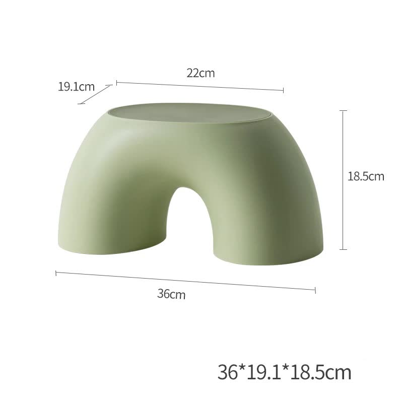 Green Minimalist Round Shape Footstool - Durable Anti-slip Rainbow Stool for Home, Creative Design PP+Polypropylene Mate