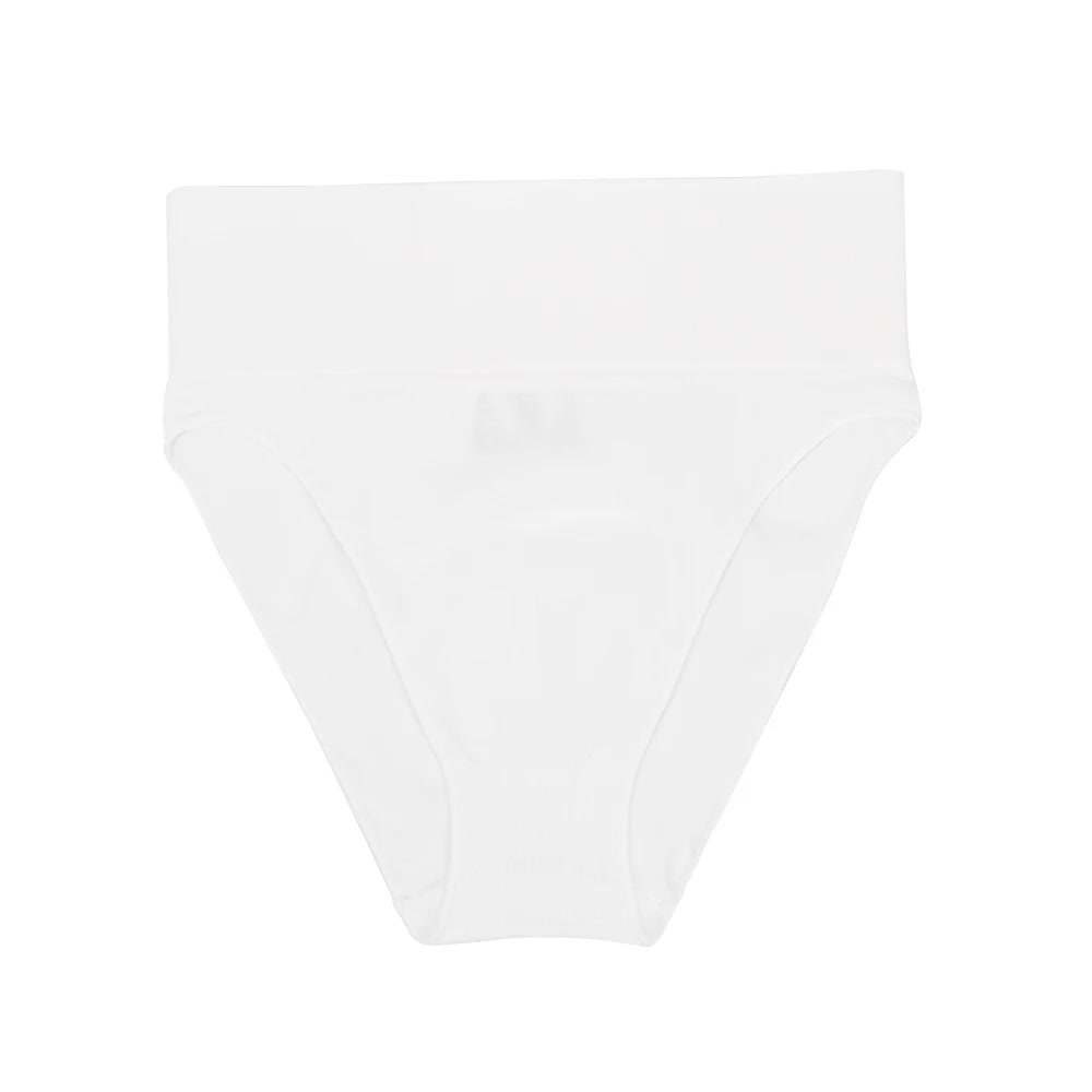 3 Pcs Size M White Microfiber High-Waisted Thong Underwear with Tummy Control - Slimming Comfort