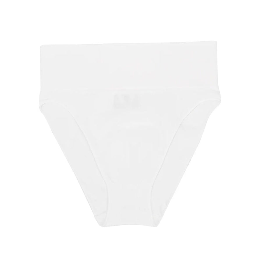 3 Pcs Size L White Microfiber High-Waisted Thong Underwear with Tummy Control - Slimming Comfort
