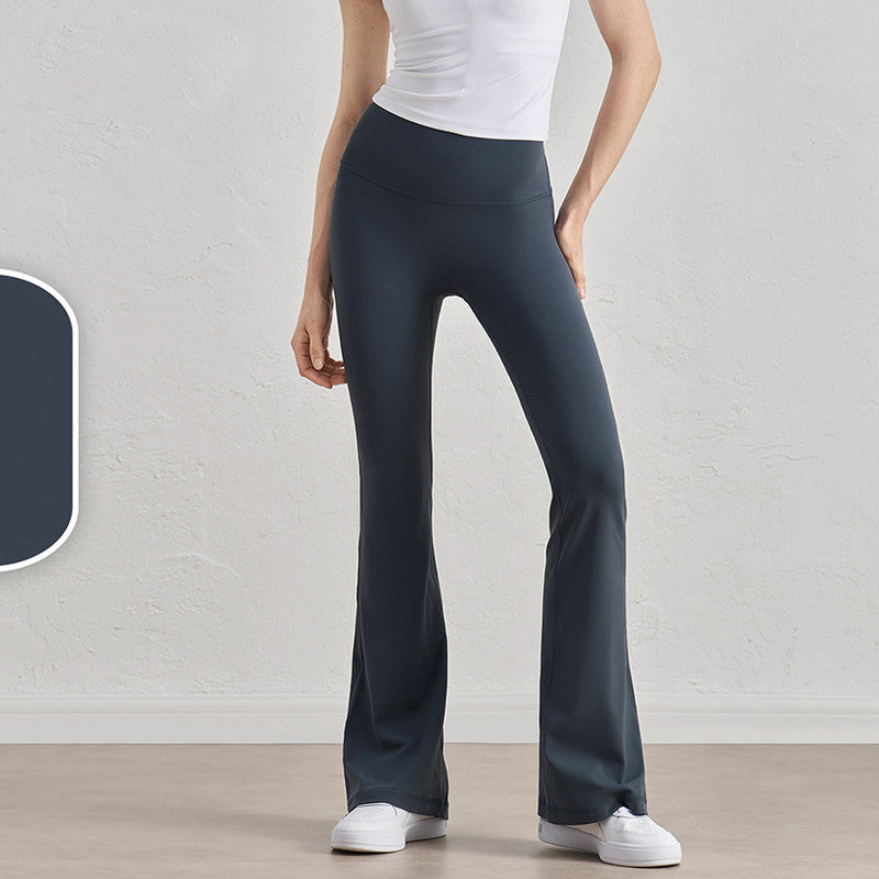 Oil Blue High-Waisted Lycra Yoga Bell-Bottom Pants for Women â€“ Tummy Control & Butt Lifting