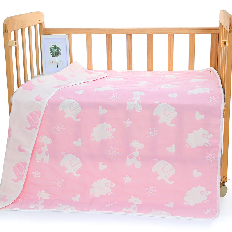 Pink Animal, 6-Layer Muslin Baby Blanket - Soft Cotton Bedding for Infants and Toddlers, 110x110 cm,