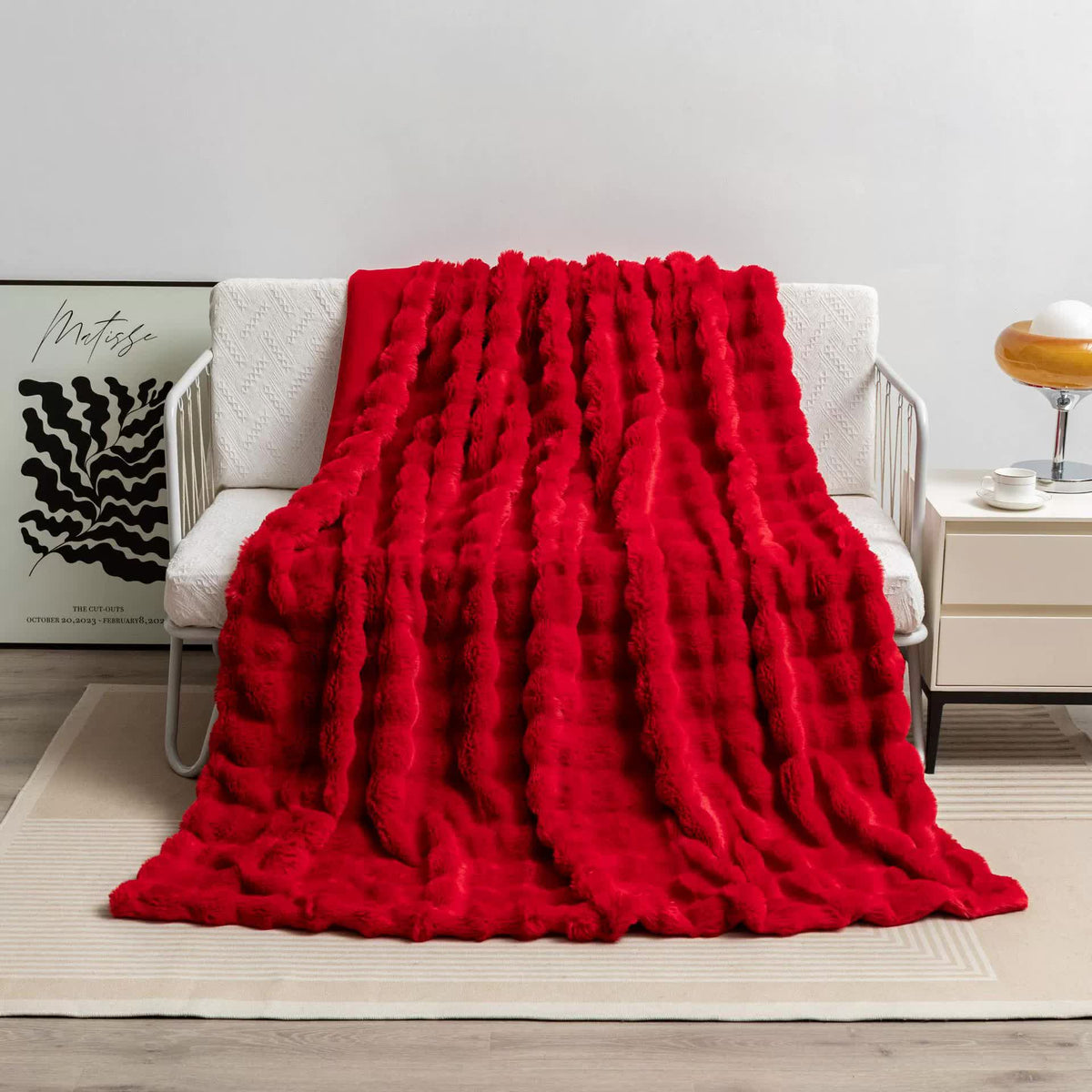 Red 100*160cm Plush Toscana  Throw Blanket - Soft Flannel Fleece for All Seasons, Perfect for Couch & Bed