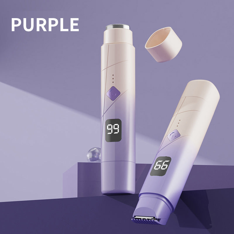 Gradient Purple Double-Headed Hair Removal Trimmer - Precision Shaving & Shortening with Type-C Charging