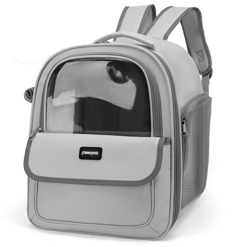 Gray Pet Carrier Backpack - Space Capsule Design for Cats & Small Dogs 