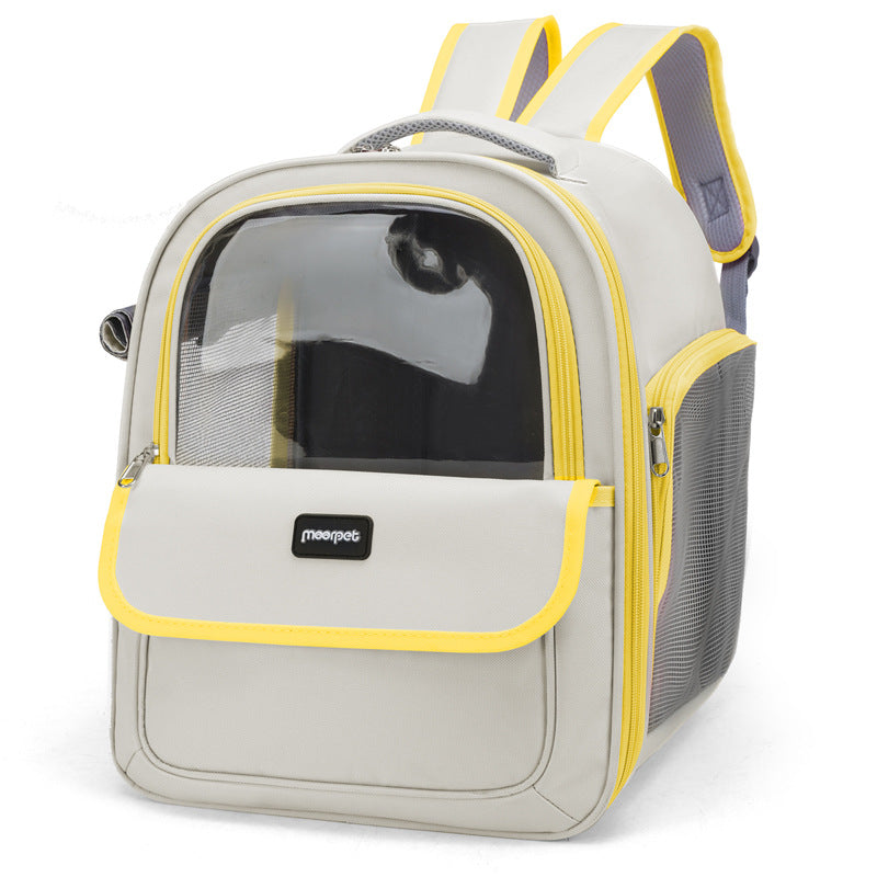 Yellow Pet Carrier Backpack - Space Capsule Design for Cats & Small Dogs