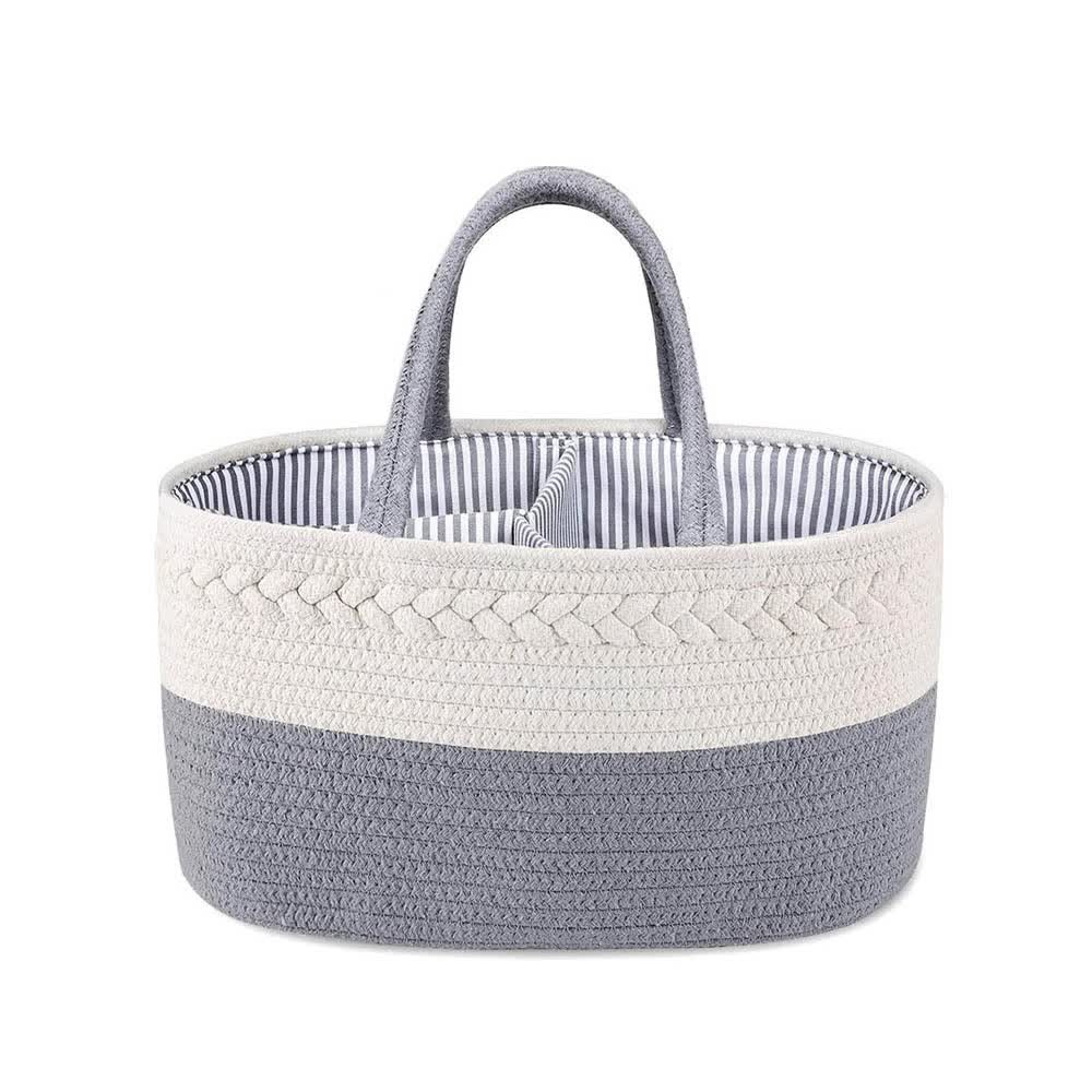 Grey Stylish Cotton Rope Basket for Clothing & Toys - Woven Storage Organizer, 38x23x18cm