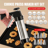 Complete Cookie Press Maker Kit Set - 13 Cookie Tools & 8 Icing Tips for Perfect Baking