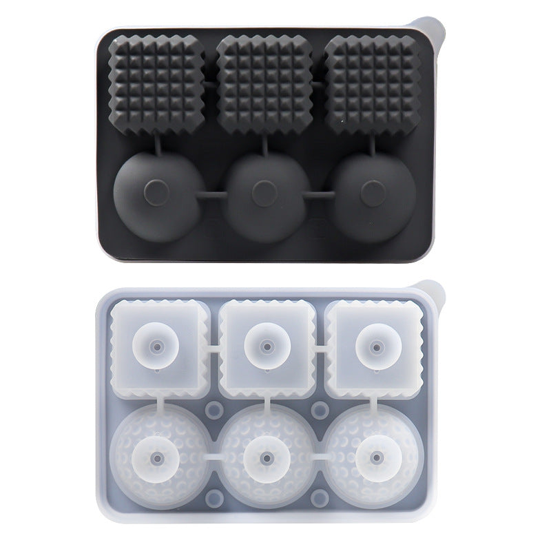 2 PCS Sphere & Square Ice Cube Tray (Black) - Novelty Silicone Ice Maker for Whiskey Cocktails