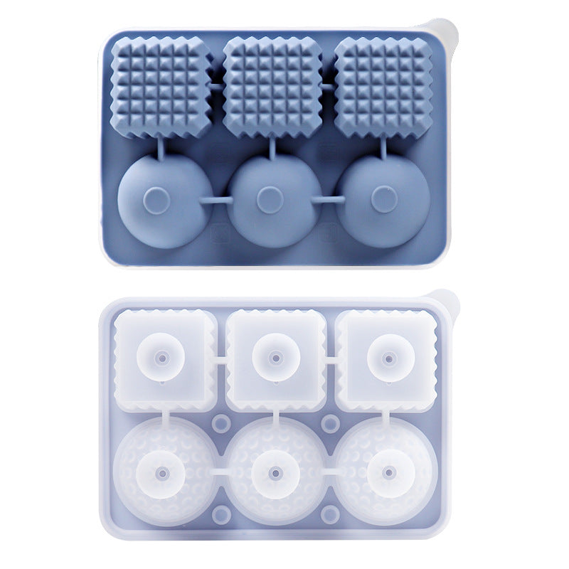2 PCS Sphere & Square Ice Cube Tray (Blue) - Novelty Silicone Ice Maker for Whiskey Cocktails