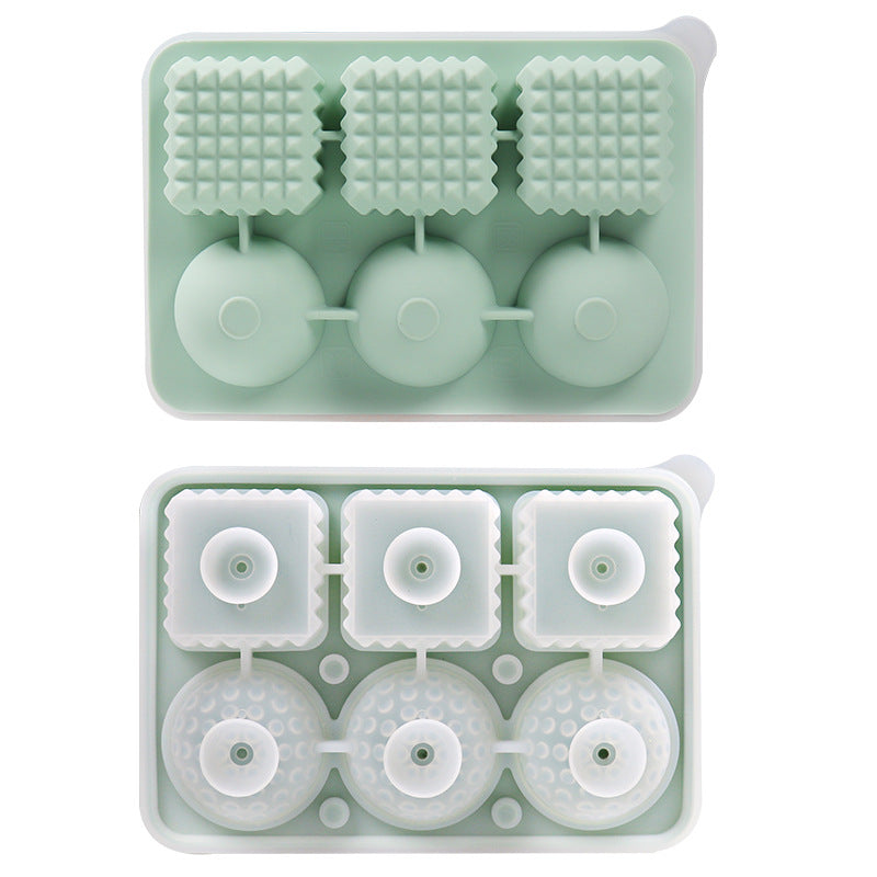 2 PCS Sphere & Square Ice Cube Tray (Green) - Novelty Silicone Ice Maker for Whiskey Cocktails