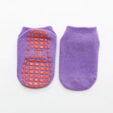 Light Purple 6-Pairs Adult Non-Slip Trampoline Socks - Colorful Anti-Skid Floor Socks with PVC Grip Dots, 35-42EU