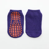Purple 6-Pairs Adult Non-Slip Trampoline Socks - Colorful Anti-Skid Floor Socks with PVC Grip Dots, 35-42EU