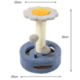 Blue Bold Flower Cat Scratching Post - Interactive Plush & Sisal Cat Toy with Teaser Balls