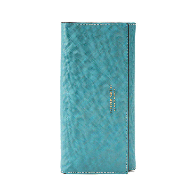 Blue PU Slim Wallet with Polyester Interior - Stylish Clutch for Cards and Cash