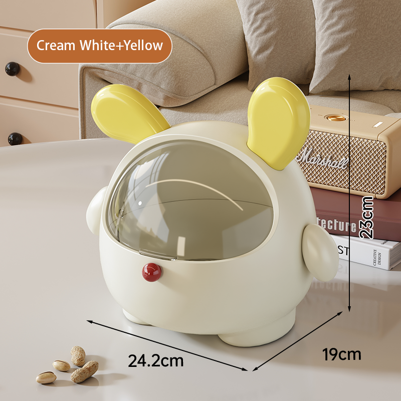 2PCS Yellow-Eared Cute Puppy Desktop Bin with Lid - Mini Trash Can & Storage Organiser - Kawaii Office Decor for Vanity & Home Office 