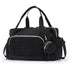 Black Large Quilted Diaper Bag Tote - Multi-functional Travel Baby Bag with Changing Pad and Pacifier Pouch - Stylish Hospital Bag for Labor and Delivery