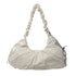 Beige Large Capacity Ruched Travel Duffel Bag - Stylish Yoga Mat Storage Shoulder Bag - Lightweight Gym Fitness Tote with Drawstring Detail for Weekend Getaways and Sports