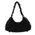 Black Large Capacity Ruched Travel Duffel Bag - Stylish Yoga Mat Storage Shoulder Bag - Lightweight Gym Fitness Tote with Drawstring Detail for Weekend Getaways and Sports