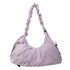Purple Large Capacity Ruched Travel Duffel Bag - Stylish Yoga Mat Storage Shoulder Bag - Lightweight Gym Fitness Tote with Drawstring Detail for Weekend Getaways and Sports