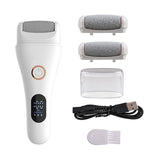 White Professional Electric Foot Callus Remover - Rechargeable Pedicure Tool with 3 Adjustable Speeds, Smart LED Display, and 3 Replaceable Grinding Heads for Smooth Feet