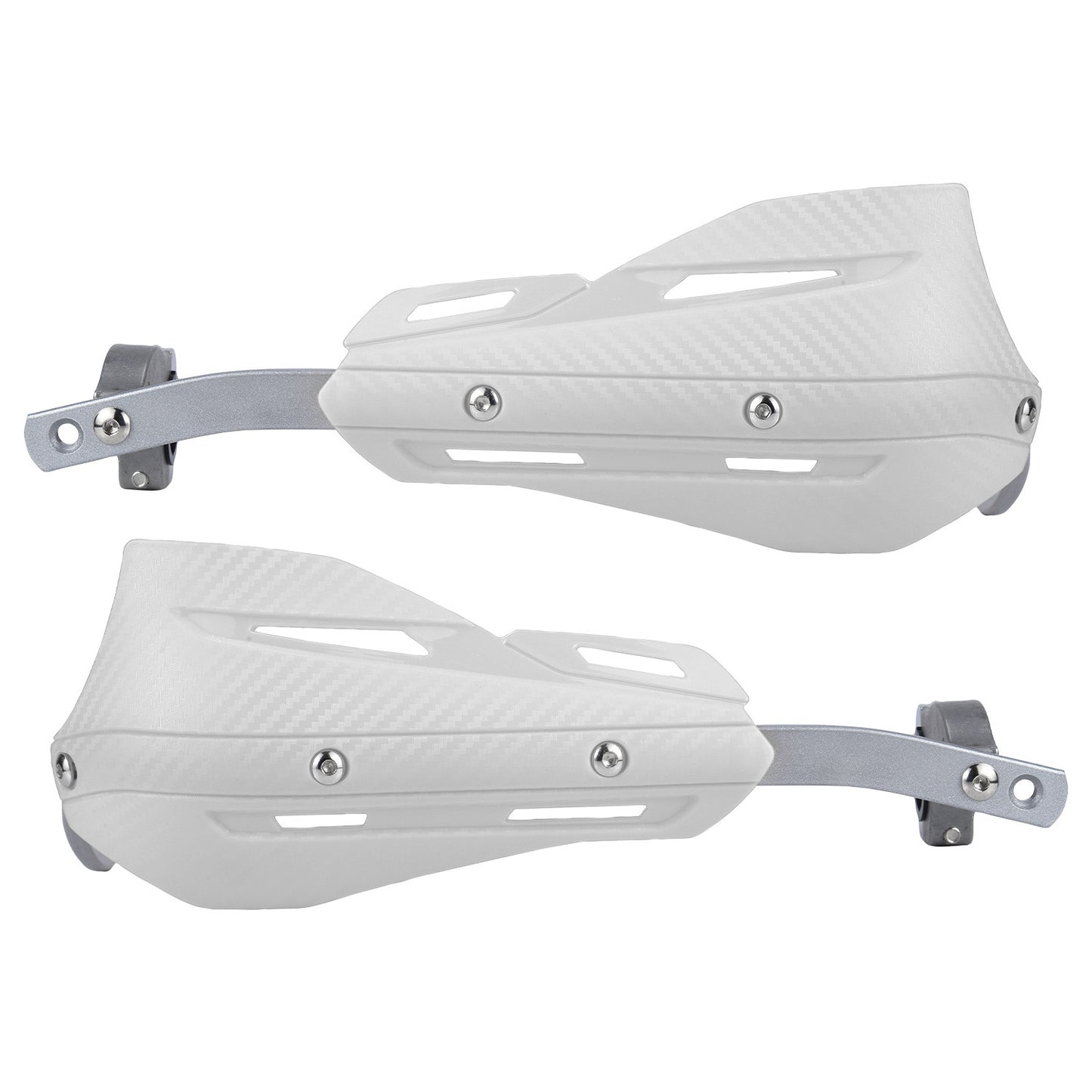 Professional Universal Motorcycle Handguards for Honda CC110 Cross Cub - Heavy Duty Aluminum Alloy Anti-Collision Brush Guards, Carbon Fiber Style Handlebar Protectors for Dirt Bikes and Off-Road Motorcycles - 1 Pair—White