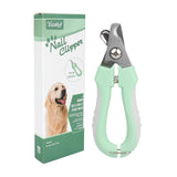 Green pet nail clippers with safety guard and non-slip handle