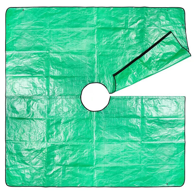 Green 78.7 x 78.7 inch garden tarp with center hole