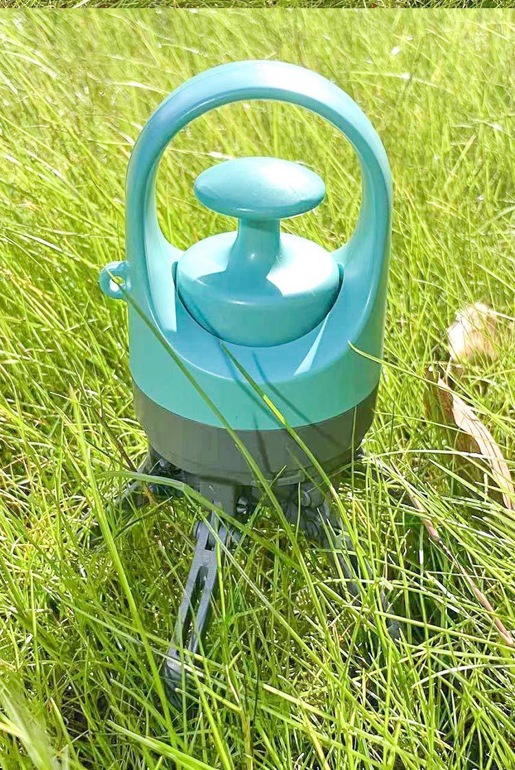 Blue Portable 6-Claw Pet Pooper Scooper - Hands-Free Dog Waste Picker with Integrated Bag Dispenser and Storage Cap - Lightweight Sanitary Waste Removal Tool for Outdoor Walking and Travel