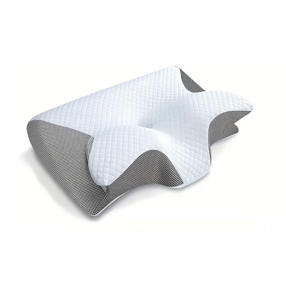  Cervical Memory Foam Pillow - Butterfly Contour Ergonomic Neck Support - 100% Slow Rebound Orthopedic Design for Side and Back Sleepers - Breathable Mesh with Washable Cover