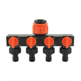 2pcs Orange 4-Way Garden Hose Splitter - Multi-Outlet Tap Manifold with Individual Control Valves - Universal Fit for 1/2 inch 3/4 inch and 1 inch Taps - Durable ABS Irrigation Water Distributor