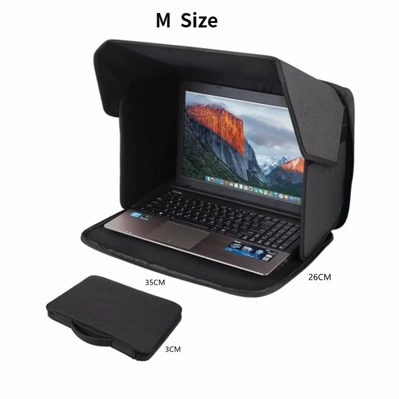  Laptop Sun Shade and Outdoor Privacy Hood - Fits Laptops up to 14 Inches Size M - Anti-Glare Screen Shield, Portable Foldable Design, Remote Work Essential for Park Beach and Outdoor Office Use