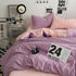 Pink-purple 1.5m Bed Fitted Sheet Set with 200x230cm Duvet Cover - 4-Piece Bedding Set
