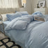 Blue Solid Color Solid Color Solid Color 1.5m Bed Fitted Sheet Set with 200x230cm Duvet Cover - 4-Piece Bedding Set
